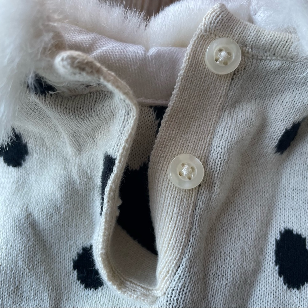 Cruella Deville Dress 6-12 months Costume Spots Dot Baby 101 Dalmatian Faux Fur - Picture 6 of 8